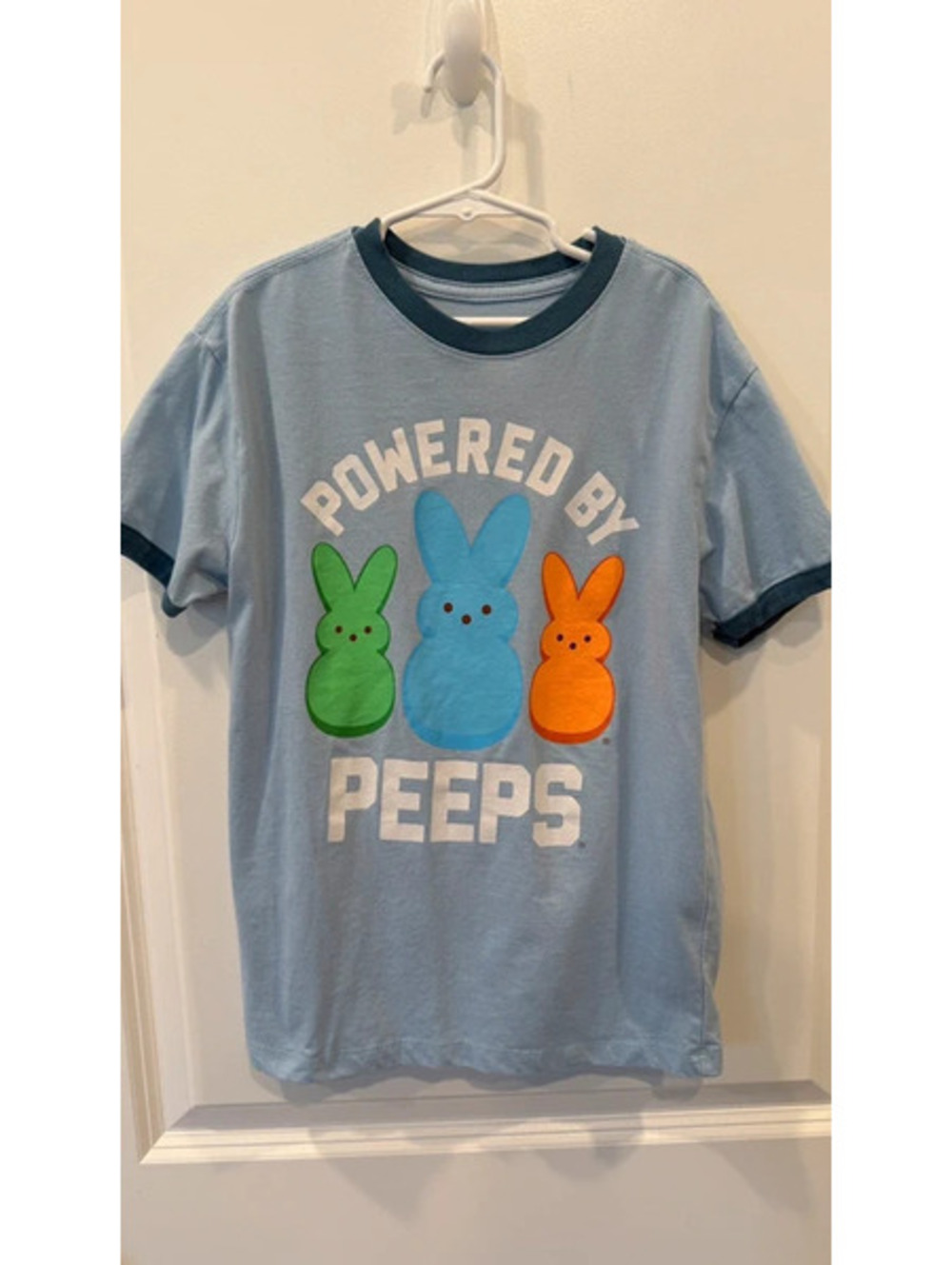 Peeps Boys' Light Blue 'Powered by Peeps' Cotton Blend T-Shirt, Size M